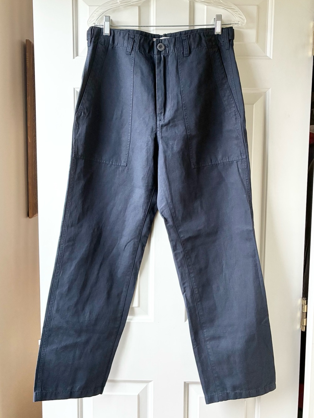 Alex Mill Neil Utility Straight Leg Pant Cotton Linen Washed Navy Size 8 NWT - Picture 4 of 12